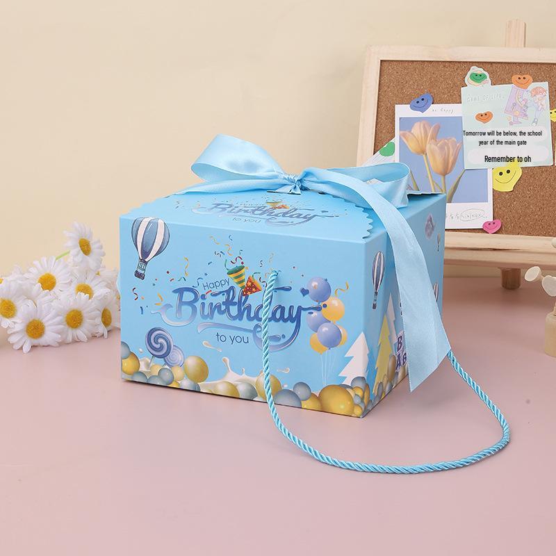 Cartoon Kids' Birthday Gift Box: Hand-Painted, Candy Souvenir & Egg Packaging for First Birthdays and Weddings