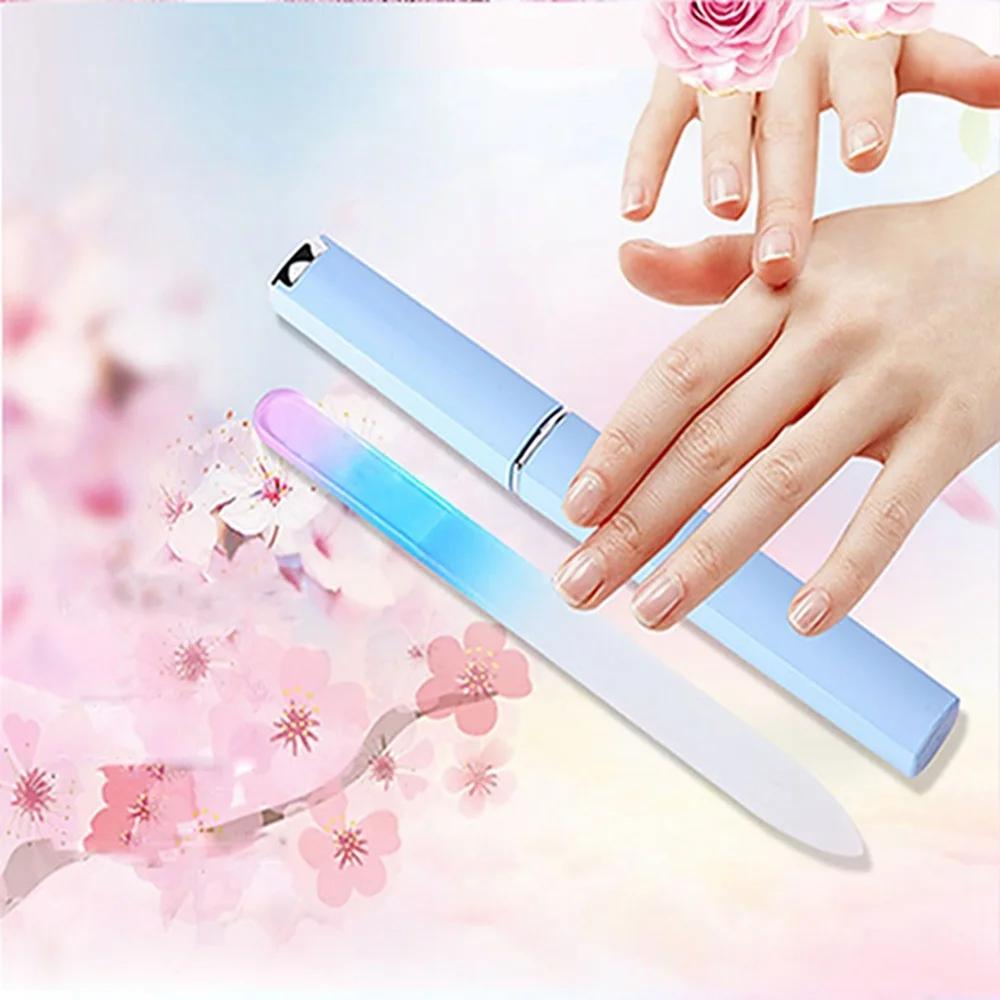 1PC Colored Crystal Glass Nail File Professional Polished Sandblasted Glass Nail File Available On Both Sides Manicure Tools