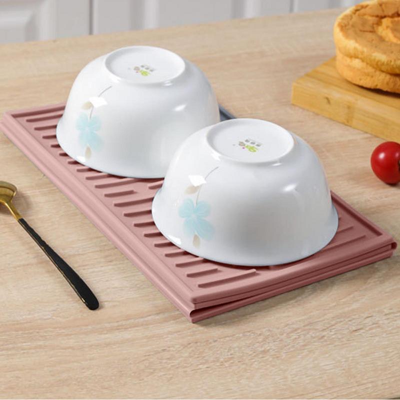 Dish Drying Pad Tri-Fold Thickened Drain Pad Insulation Pad Multi-functional Non-slip Heat Resistant Dish Drying Mats For