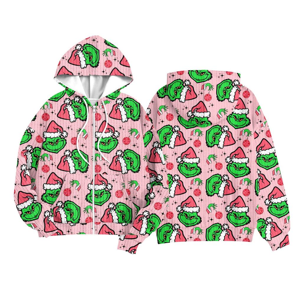 Children Girls And Boys Fashion Jacket Casual Printed Long-sleeved Hooded Cardigan Sweatshirts