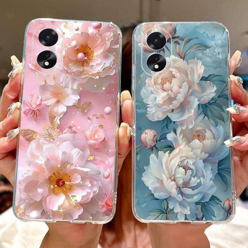 For OPPO A18 A38 CPH2579 CPH2591 Elegant Floral Butterfly Phone Case For Oppo A18 A38 4G Soft Silicone TPU Cases