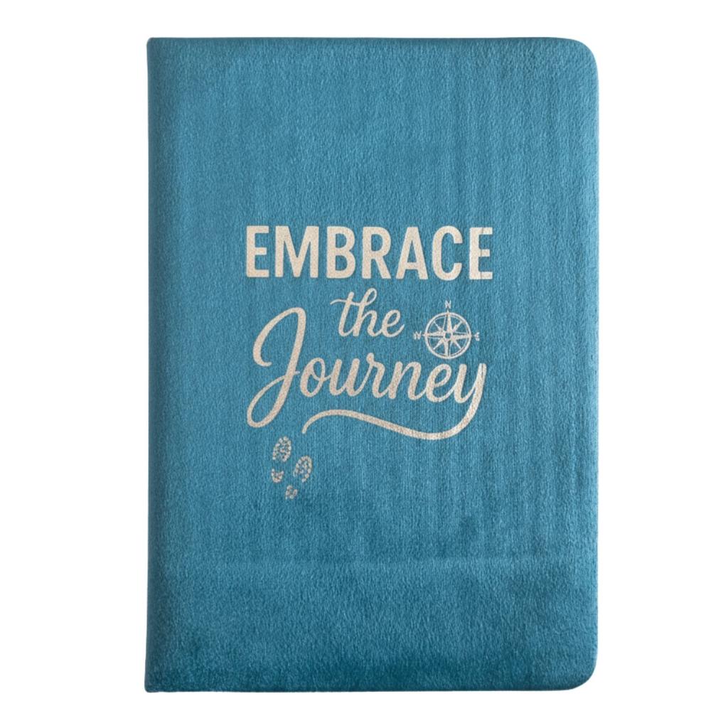 Light Blue Velvet Notebook – 80 Pages – Embrace The Journey