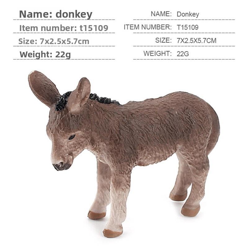 Realistic Animal Model For Children Pvc Mini Donkey Figurine Learning Toy