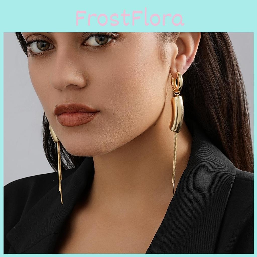 Elegant Asymmetric Tassel Pendant Earrings Geometric Long Gold Fashion Jewelry