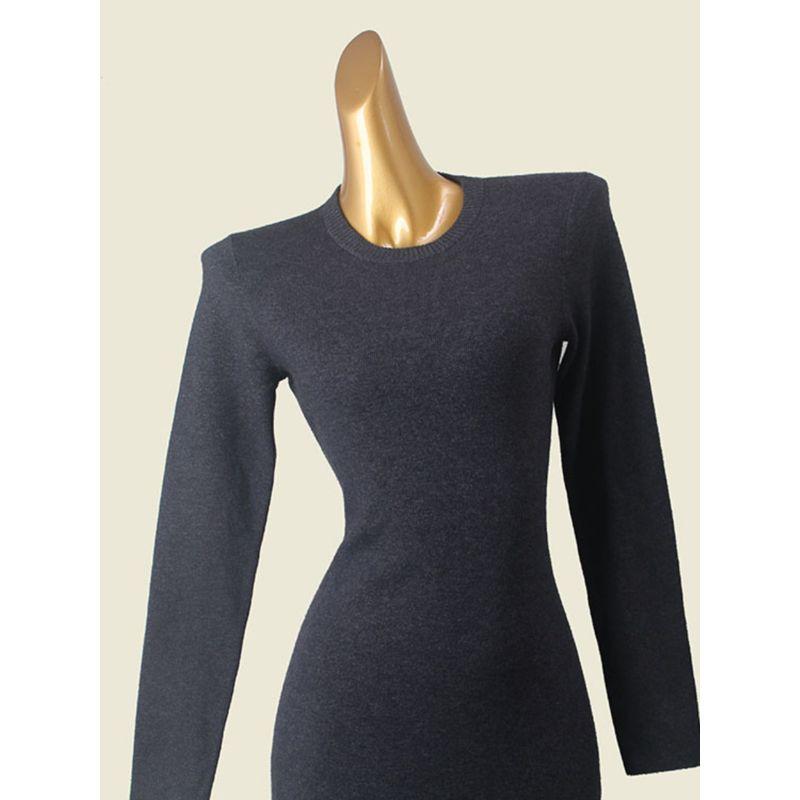 Minimalist Fall and Winter Base Dress Fashion Wind Round Neck Long Sleeves Waist Hip Knitwear Dress