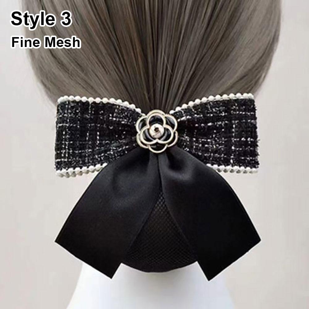 

1Pcs Queen Memorial Mesh Flower Bowknot Bun Snood Black Headwear Net Crochet Bow Fine/Loose Mesh Funerals Accessories