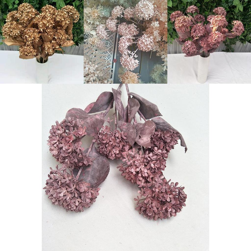 Artificial Snowball Hydrangea Stems 27in Multibranch For Wedding Home Decor Photography