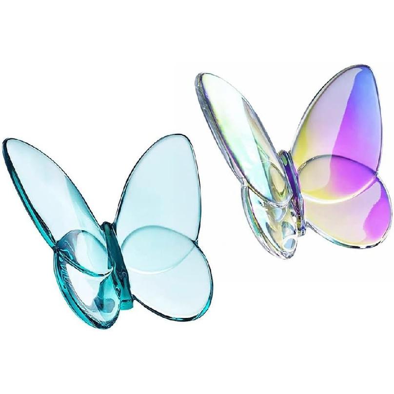 Flying Butterfly for CRYSTAL Figurine,Exquisite Glass Butterfly Ornament Sculpture for Home Decor and Collectible (light lake blue)