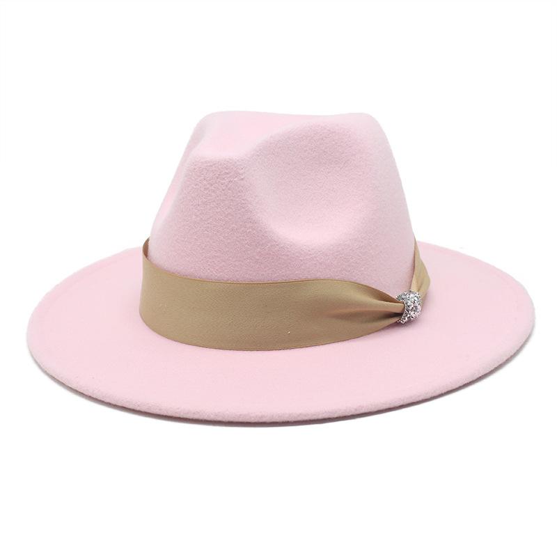 British Woolen Hat Women'S Spring Wide Brim Flat Top Internet Celebrity French Top Hat Flat Edge Imitation Wool Camel Jazz Hat
