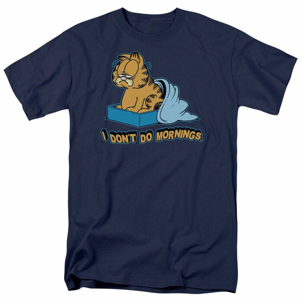 26 Garfield I Dont Do Mornings T Shirt Mens Licensed Cat Jim Davis Comic Tee Navy Unisex T-Shirt M