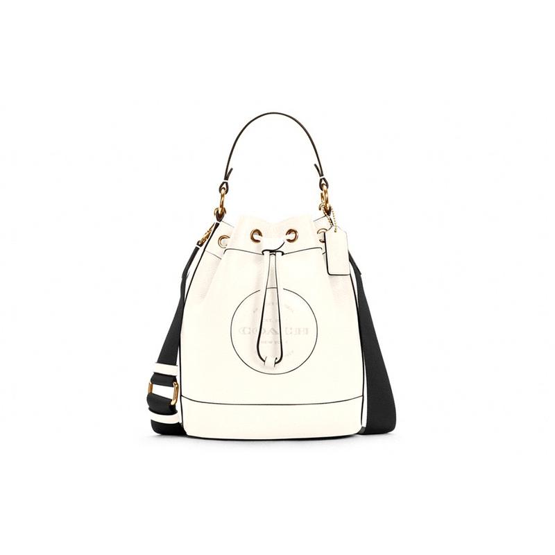 

COACH Dempsey 22 Classic Cowhide Bucket Bag Crossbody Shoulder Handbag Small Women s White білий