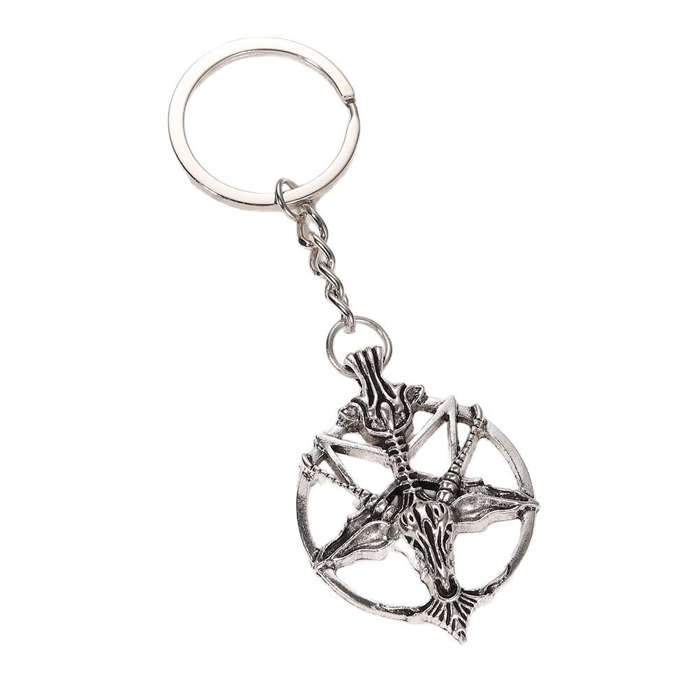 Demon God Sheep Skull Keychain: Retro Artistic Alloy Pendant Charm