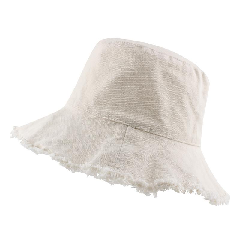 New  Logo Fringed Washed Cowboy Hat Ladies Cotton Flat Top Wide Brim Folding Outdoor Beach Hat