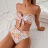 European And American Trend Printing Split Swimsuit Female Sexy Fungus Edge Bikini Suit