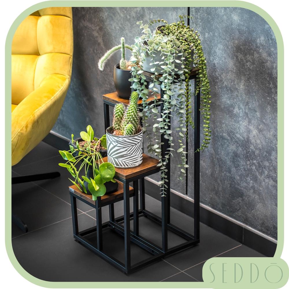 Portafiori, scaffale per fiori, piante, vasi, autoportante, 4 ripiani, loft