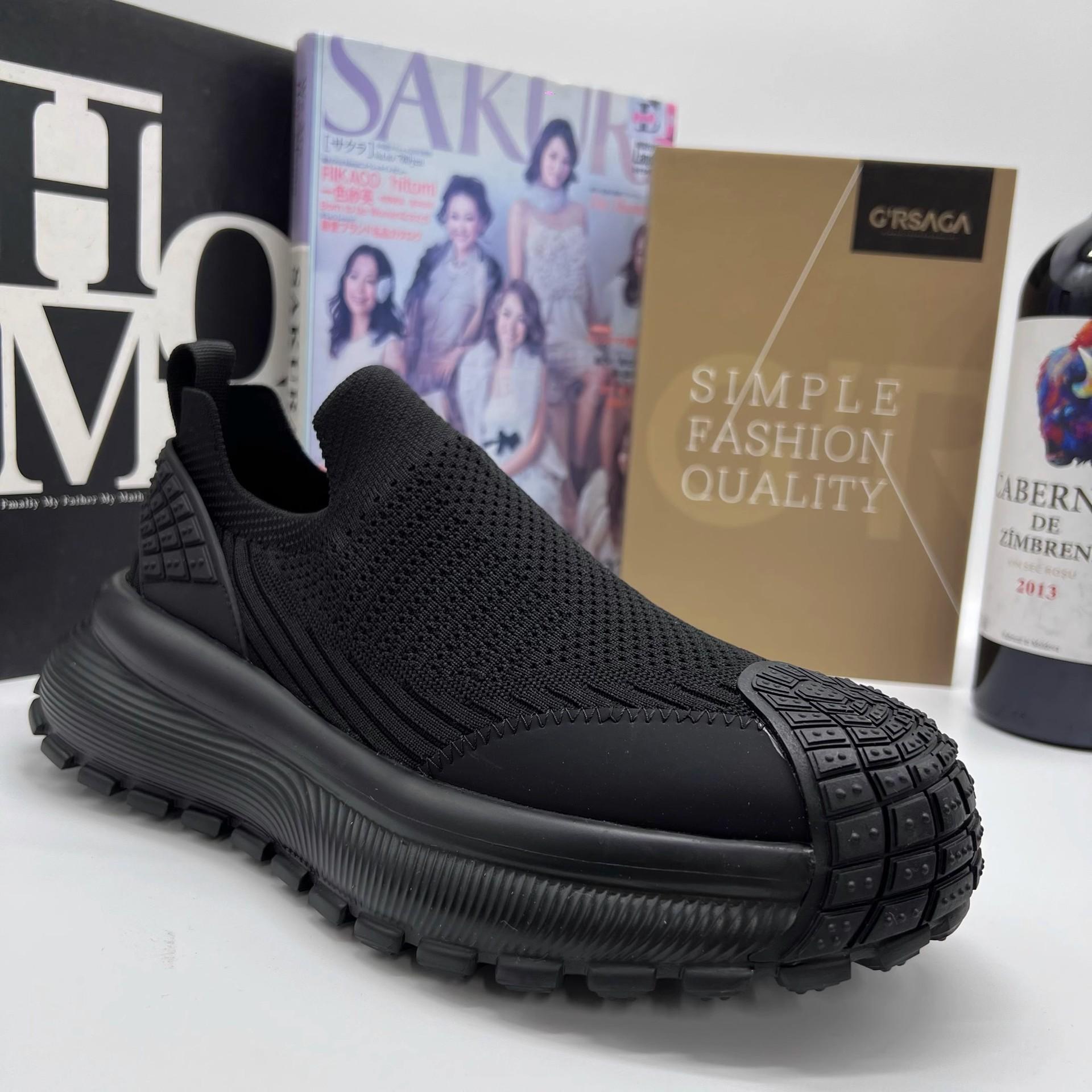 

Мужские кроссовки Классическая повседневная обувь Дышащие сетчатые кроссовки для бега Без шнурков Легкая мужская обувь 44 чёрный