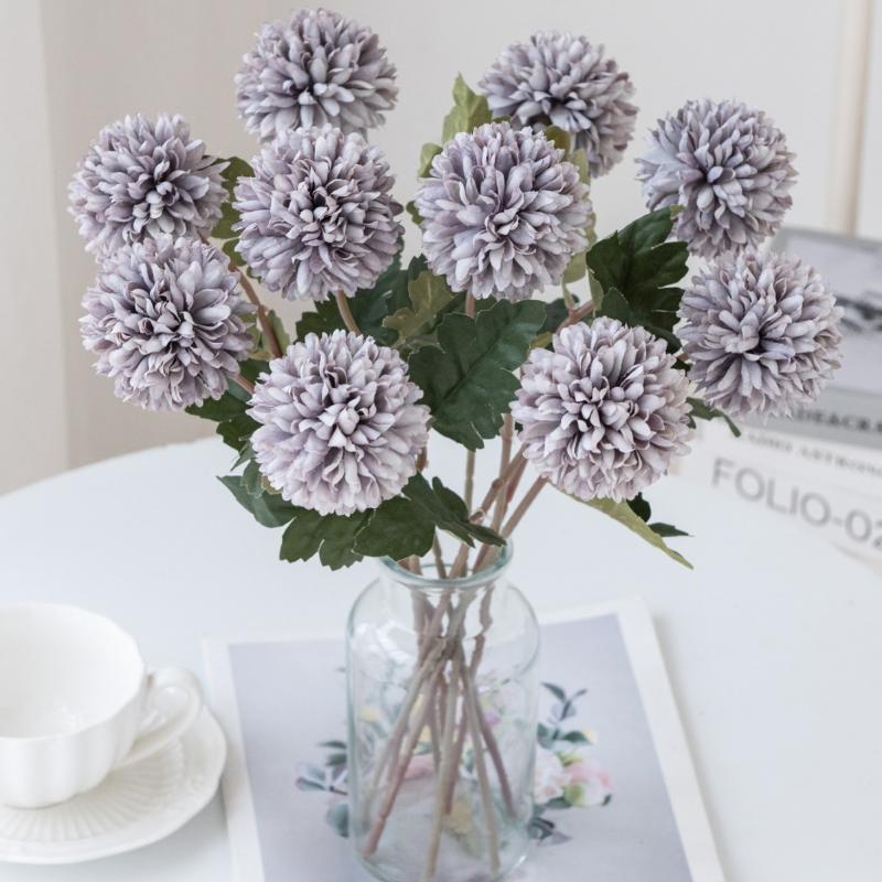 Artificial Flowers Silk Ball Chrysanthemum Wedding Bridal Bouquet Table Windowsill Festival Room Decor Diy Gift Po Props