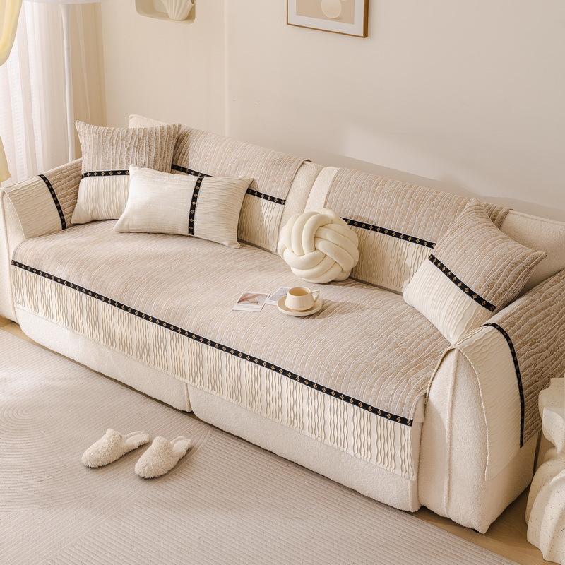 French Straight Sofa Cushion, Universal In All Seasons, Cream Wind Sofa Seat Cushion, Fixed Non-Slip Light Luxury, High-End Sofa Cushion