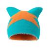 Women Hat Star Pattern Cat Ear Shape Thickened Warm Elastic Design Knitting Hat Outdoor Activities Headwear