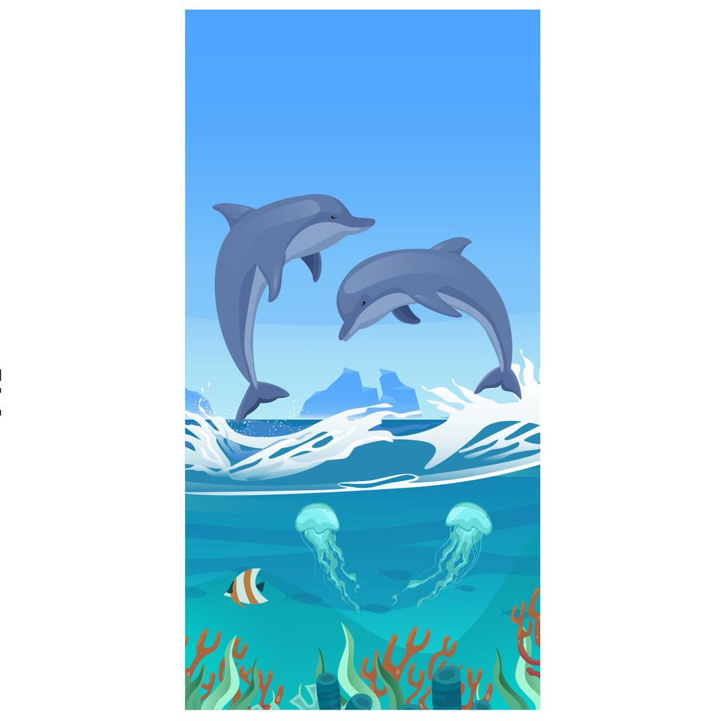 Microfiber Blue Dolphin Beach Towel Swimming Quick Drying Travel Camping Sports Towel