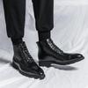 British Style High-Top Plus Size Leather Patchwork Martin Boots - Men's Autumn Fashion Trend