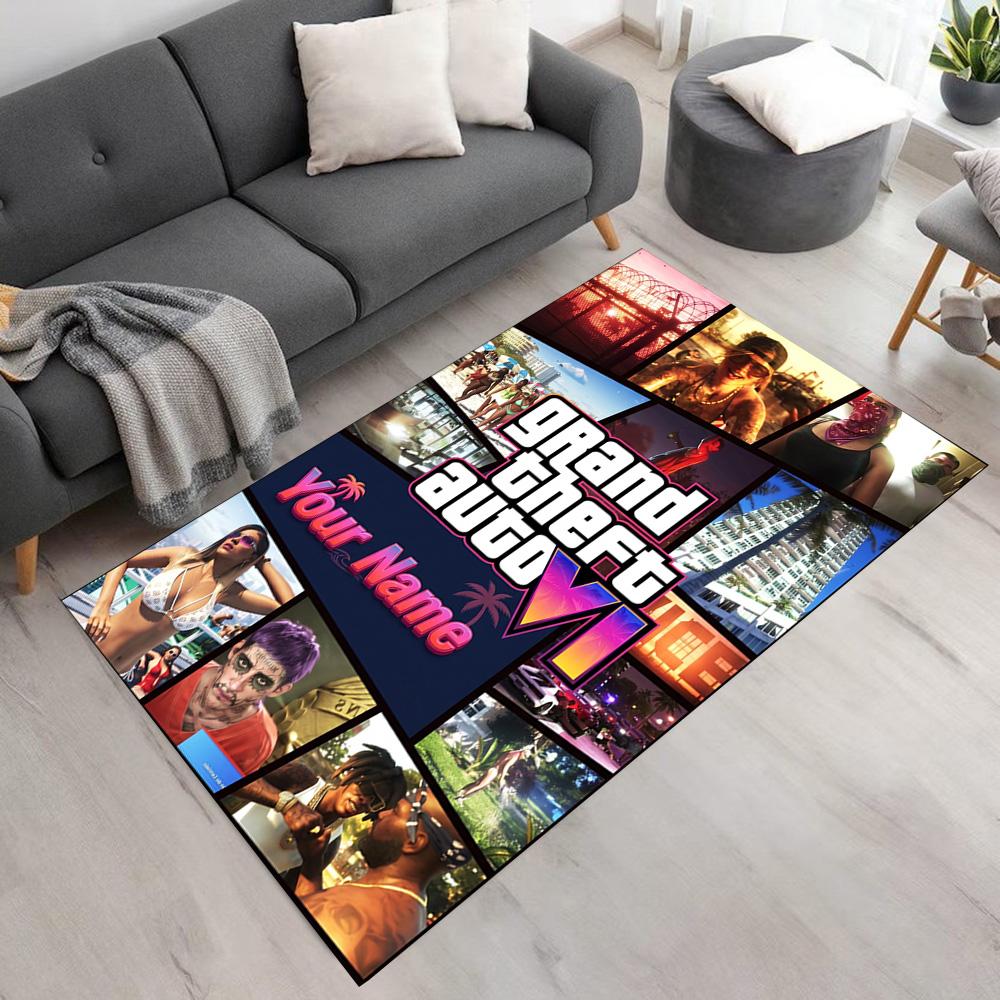 Grand Theft Auto Customize Text Floor Mat Perfect for Kitchen Bedrooms Game Room Living Rooms Anti-slip Rug Decorate Offices