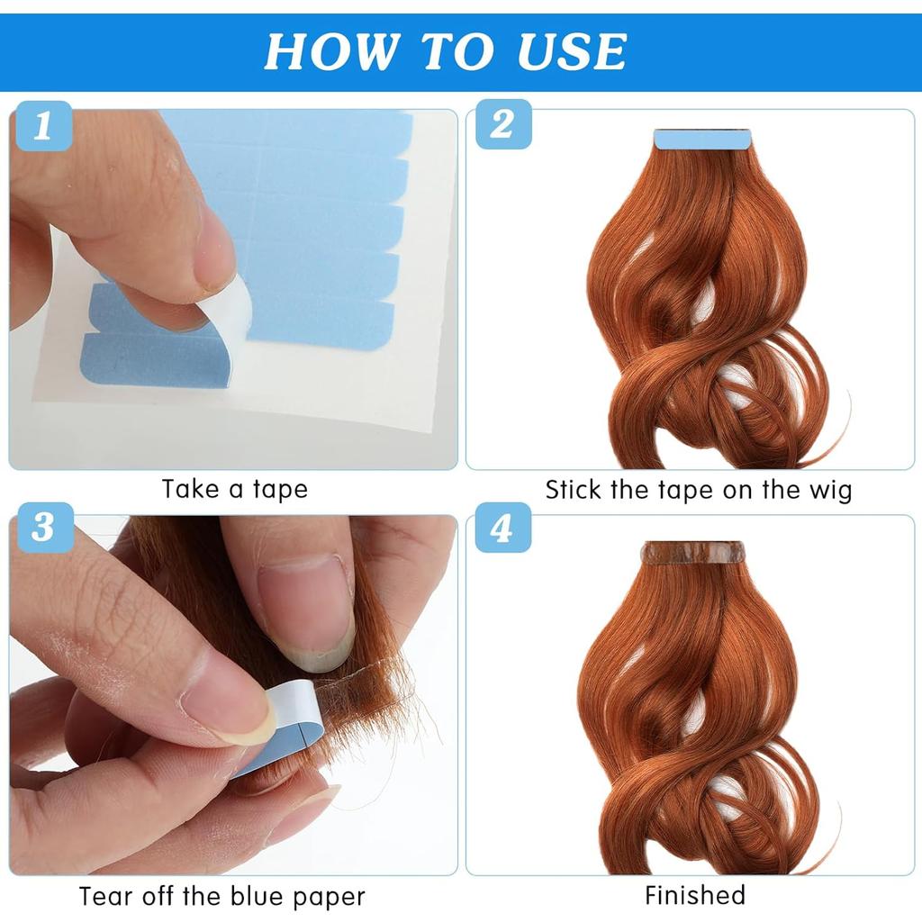 240Pcs Tape for Hair Extensions, 1.58 X 0.32 Inch Human Replacement Tape for Hair Extensions, Double Sided Hair Extension Tape Strips Adhesive Wig