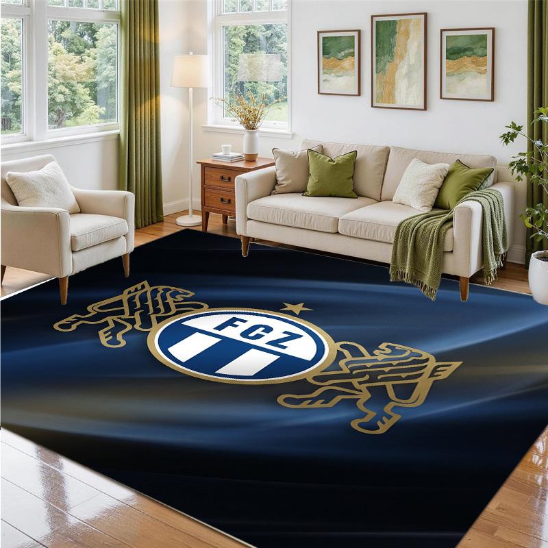 FC Zürich Design Crystal Velvet Rug Soft Decorative Mat for Bedroom Entrance