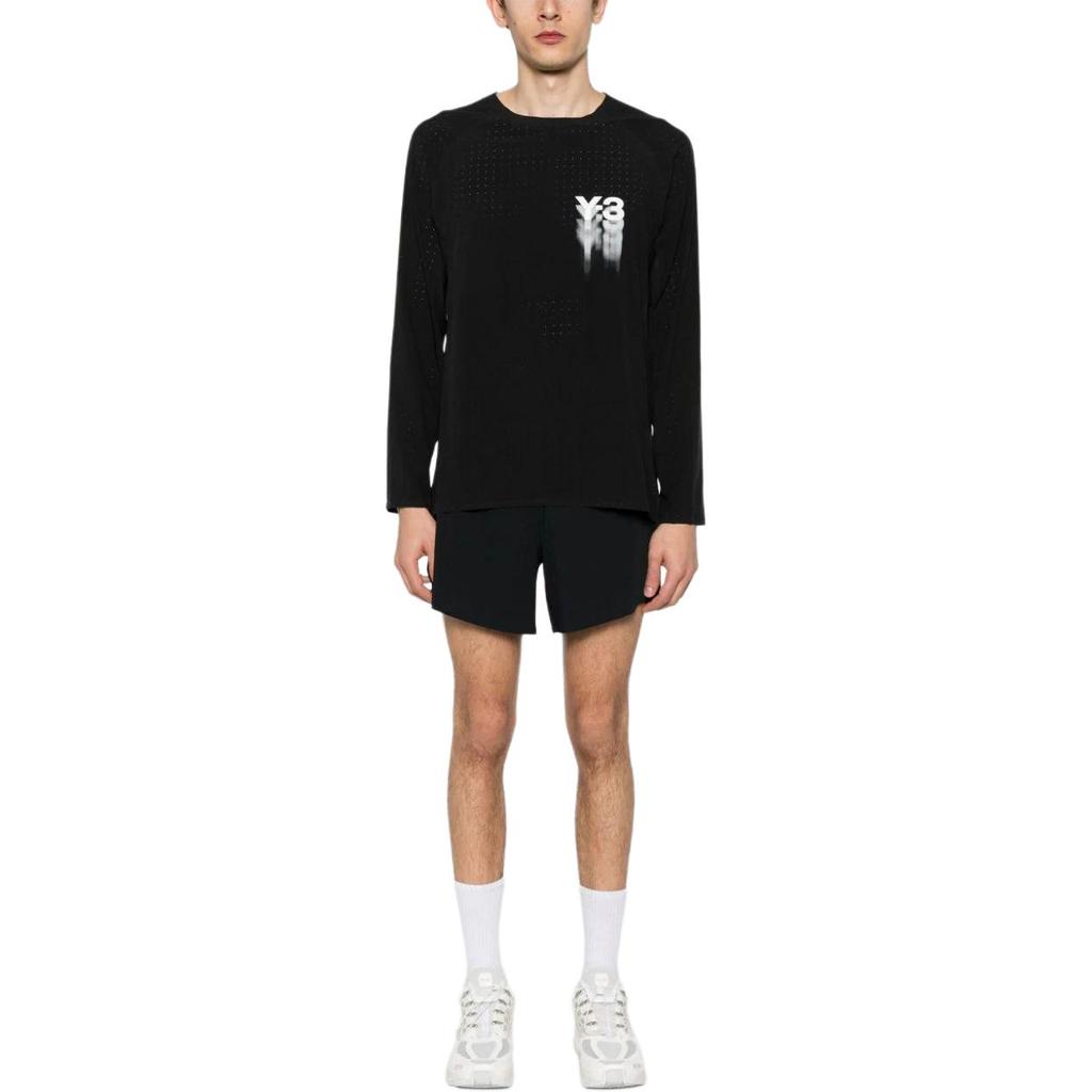 Y-3 Digital Print Loose Fit Crew Neck Short Sleeve T-Shirt Men Tops Black IN8744