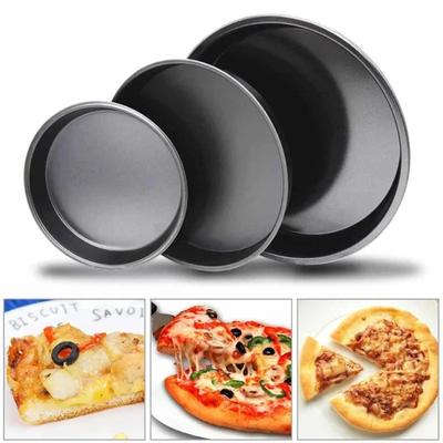 6/8 Inch Round Pizza Plate Pizza Pan Deep Dish Tray Carbon Steel Non-stick Mold Baking Tool Baking Mould Pan Pattern