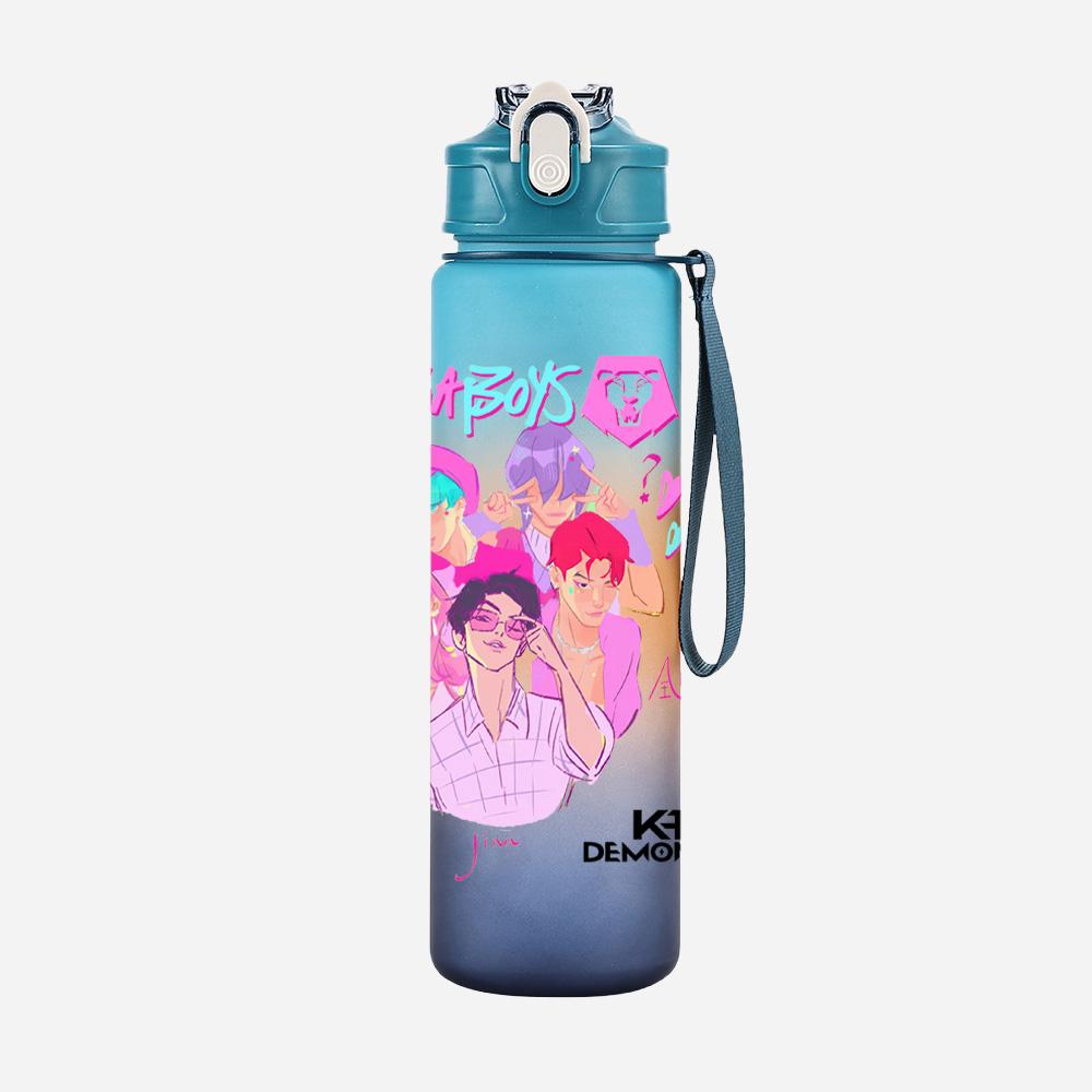 750Ml Water Bottler K-Pop Demon Hunters Printed Character Water Cup Large Capacity Outdoor Portable Rope Drinking Bottle for Boy Girl Gift