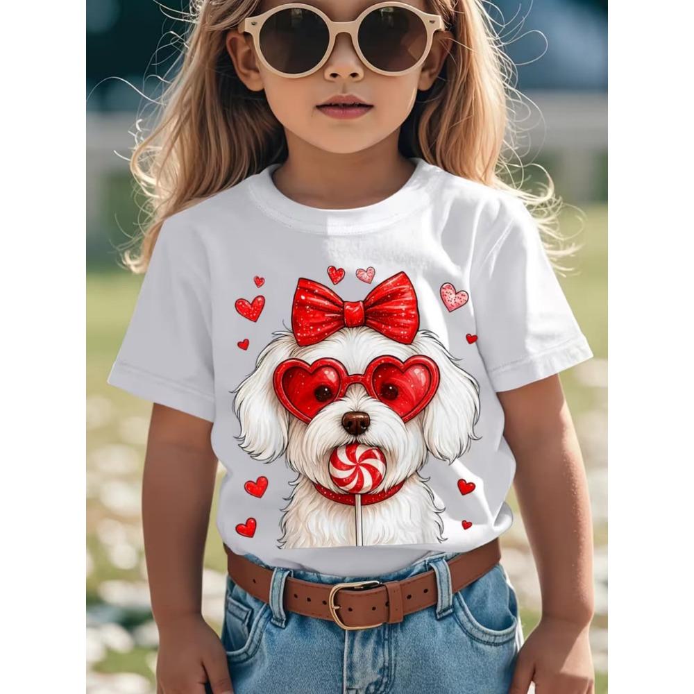 Funny Dog Pattern Children's T-Shirt Girl Cute Animal 3D Printed Fashion Top Short Sleeve Tee Summer Children Clothes Girl Tops