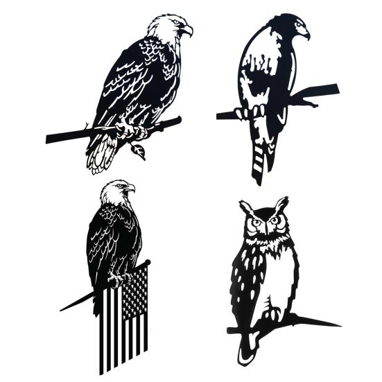 Yousheng Vlajka Orla Stromová Kůl Kovová Silueta Zvířete Dekorace Zahradní Dekorace Zvířecí Znamení s Kůlem pro Zahradní Strom Plotový Sloupek Venkovní Dekorace