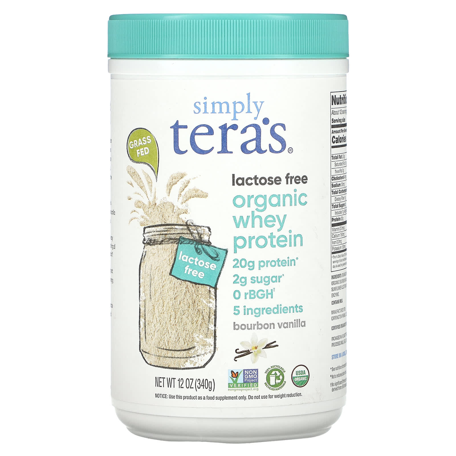 

Simply Tera s, Organic Whey Protein, Bourbon Vanilla, 12 oz (340 g)