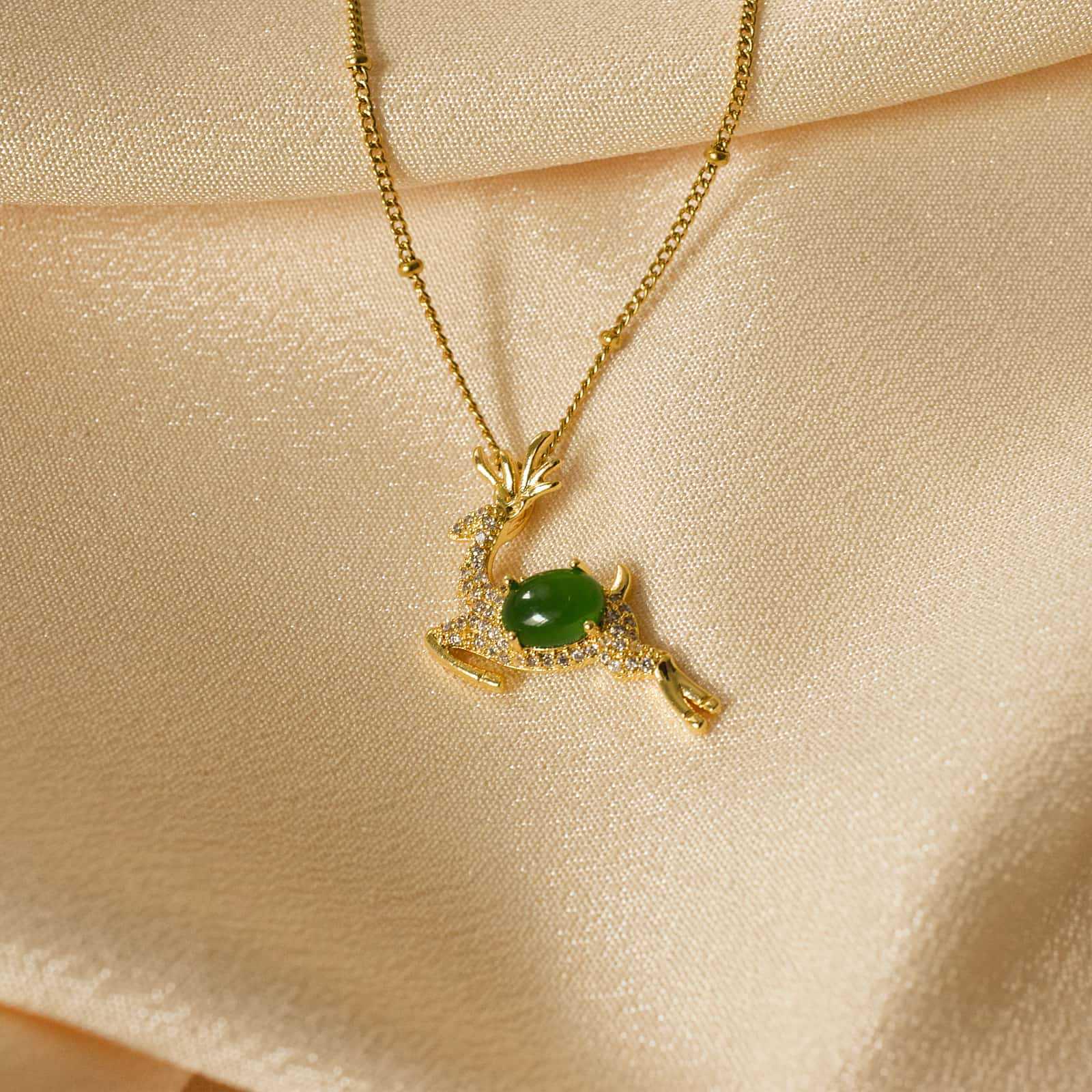 Европейское и американское рождественское ожерелье с подвеской в виде бирюзового оленя - Нержавеющая сталь, Простое и универсальное, Подарок на годовщину