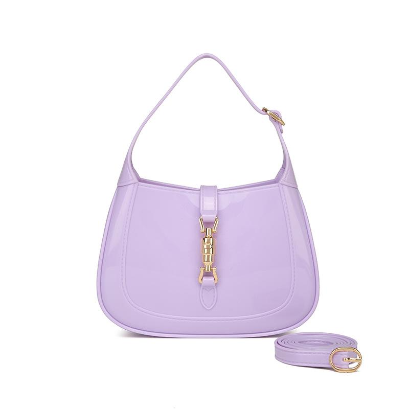 Women Shoulder Bags New Fashion Solid Color New Moon Package PVC Jelly Bags Leisure Handheld Bags Small Square Bag Crossbody Bag