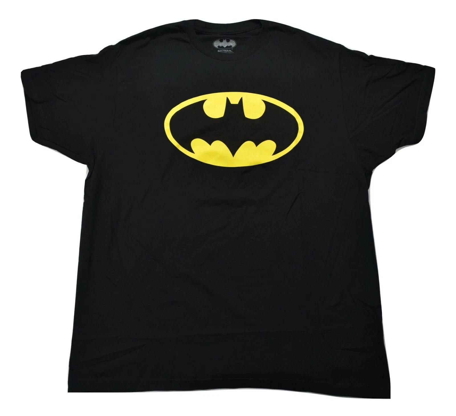 Batman Mens Classic Yellow Bat Signal Logo Black Shirt New XL S
