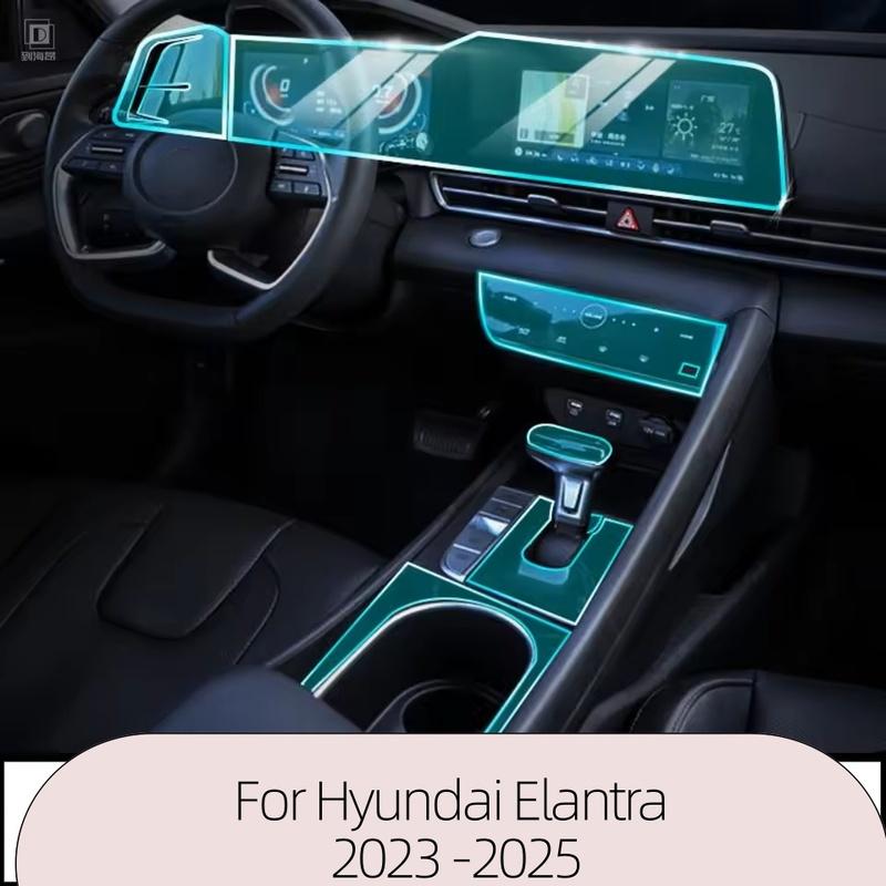 TPU Transparent Protective Film For Hyundai Elantra 2025 2024 Car Interior Central Control Navigation Accessories Sticker