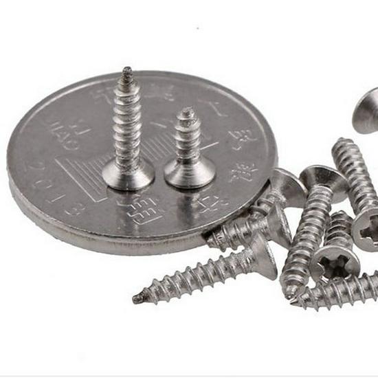 304 Stainless Steel Cross Recessed Countersunk Self-Tapping Screws for Wood (M1.4, M2.3, M2.6, M3)