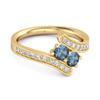 London Blue Topaz Twin Stone Pave Bypass Ring - 925 Sterling Silver Gold Vermeil