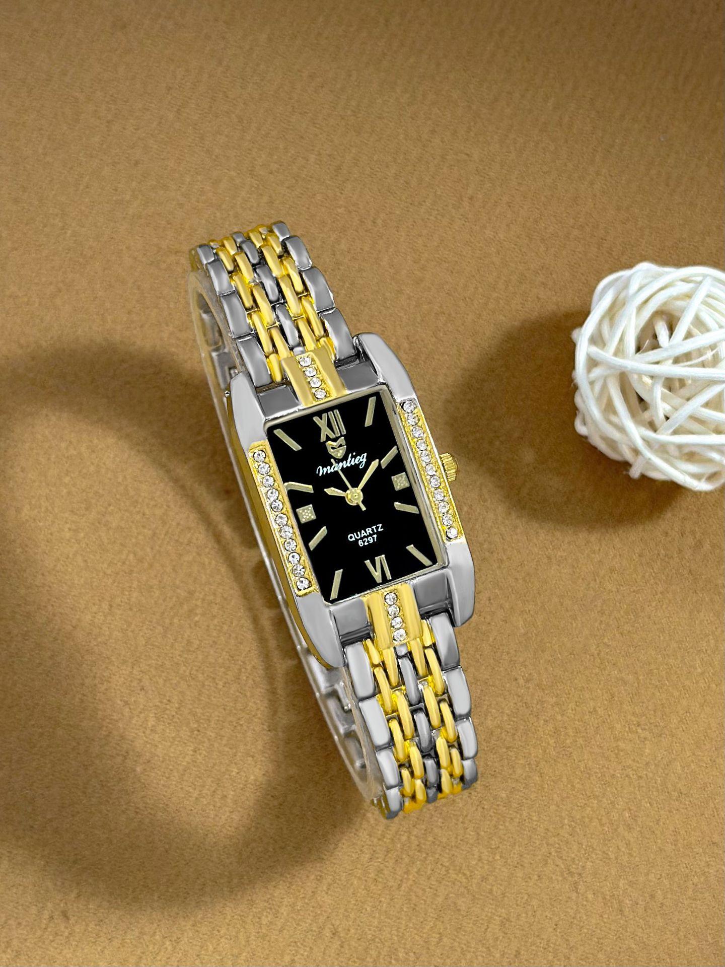 Alloy Square Steel Strap Watch Female Simple Rhinestone Square Diamond Roman Female Dial