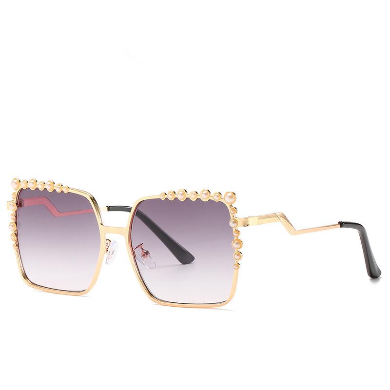 Oversized Square Sun Glasses Ladies New Luxury Pearl Sunglasses Women Brand Designer Fashion Shades Big Frame Eyewear