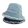 Raw Edge Washed Denim Fisherman Hat Children Spring and Summer Retro Old Versatile Fashion Sunscreen Sunshade Basin Hat