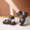 High Top Sandals Women's Summer Fashion Round Toe Open Toe Cutout Breathable Mesh Thin Platform Non-Slip Booties