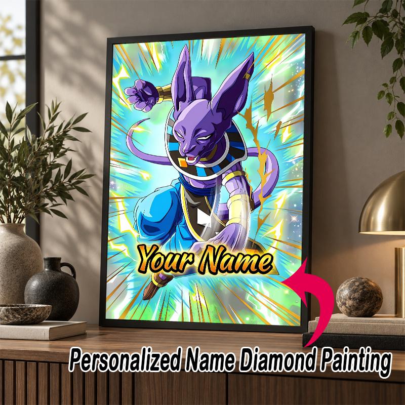 Personalized Beerus Diamond Art Custom Name 5D Diamond Painting Full Drill DIY Craft