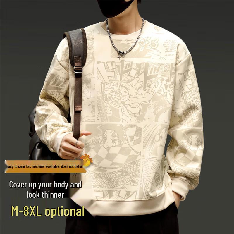 

Мужской свитер большого размера свободного кроя с круглым вырезом XL