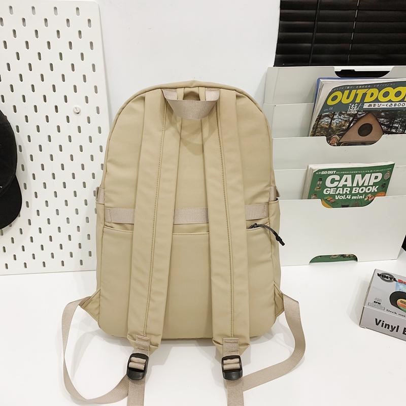 Solid Color Backpack Men's Nylon Waterproof Large Capacity Lightweight Travel Backpack Student School Bag