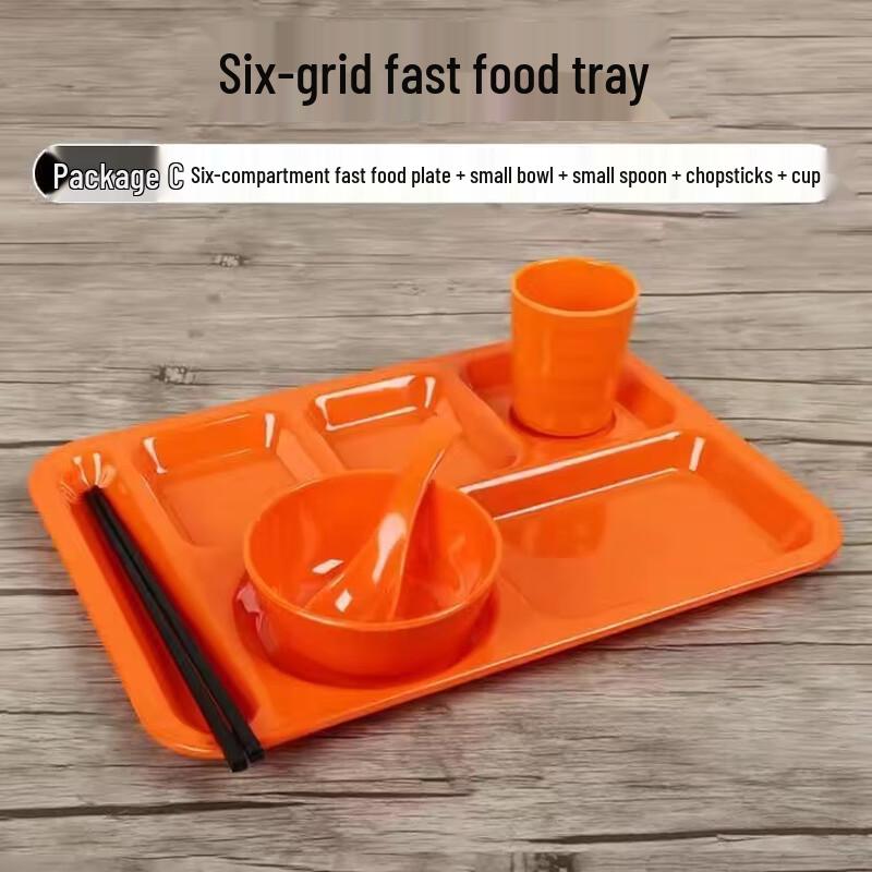 

Commercial Melamine 6-Compartment Food Tray