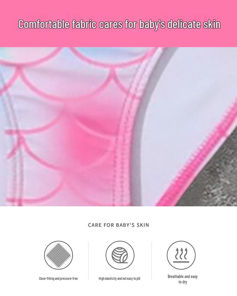 2025 New Style Girls' Long-Sleeve Mermaid Two-Piece Swimsuit