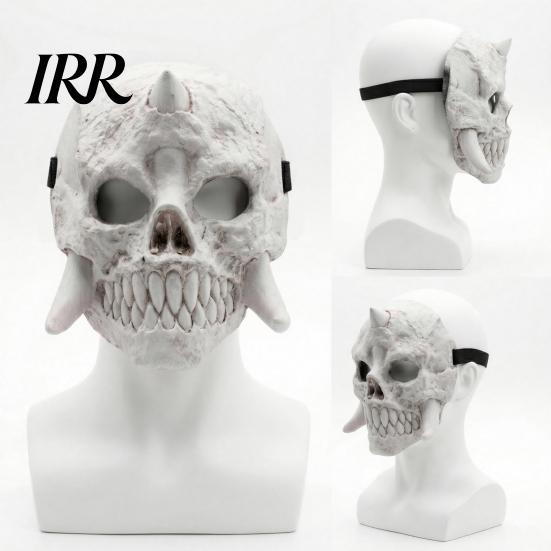 Scary Halloween Costume Mask Skeleton Mask, Horror Fanged Skull Distressed Retro Bone Full Face Cosplay for Party Props